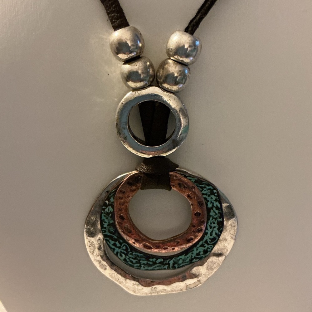 Artisan Style Three Ring Statement Necklace